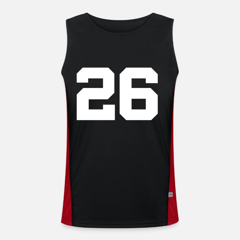 Number 26 - Men's Functional Contrast Tank Top  - black/red