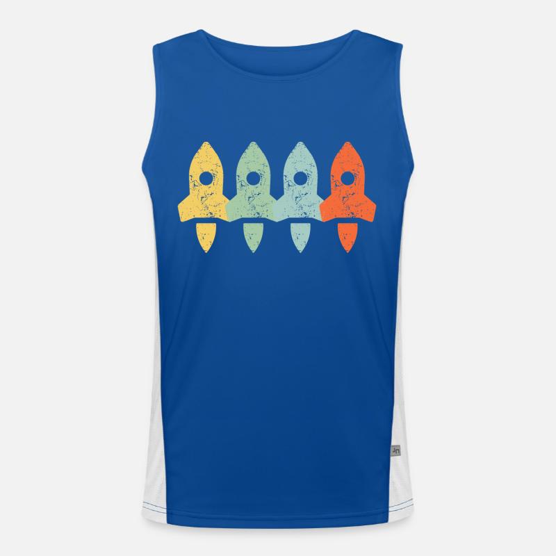 Vintage Retro Rocket Spaceship | Aerospace Enginee Men's Functional Contrast Tank Top 