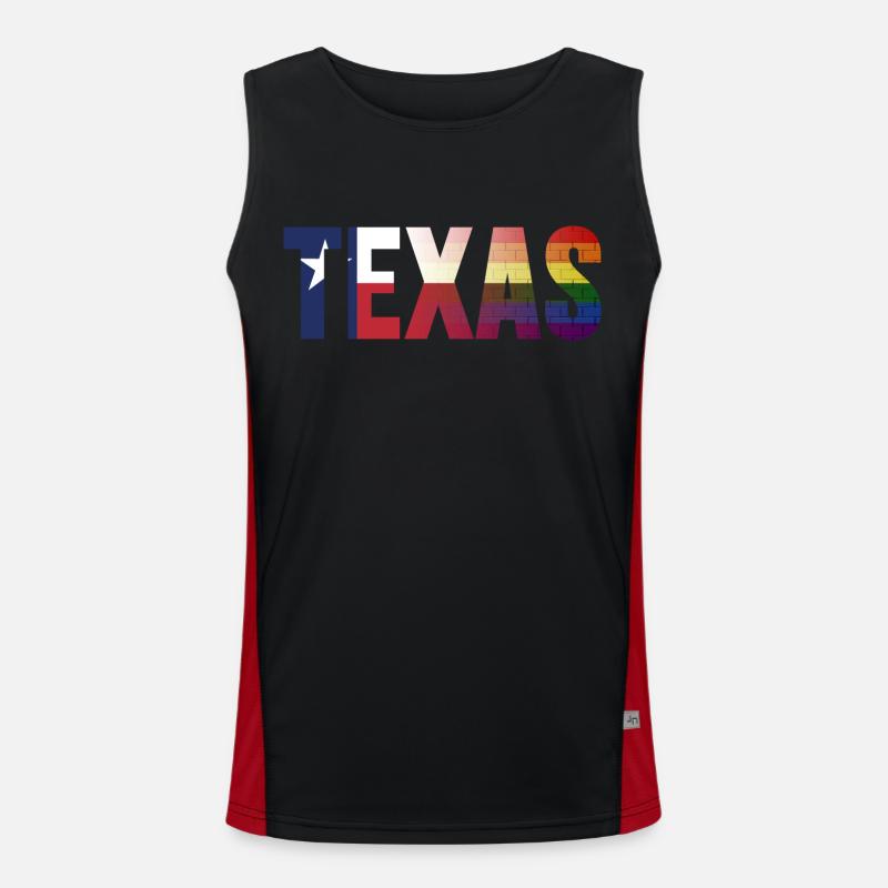 Rainbow Texas Flag Design for Proud LGBT+ Men's Functional Contrast Tank Top 
