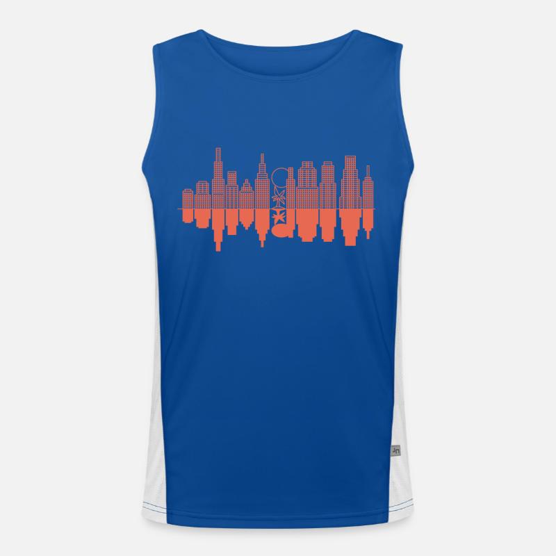 Eine Stadtsilhouette + ein Baum - Rot Funktionelles Kontrast-Tank Top für Männer 