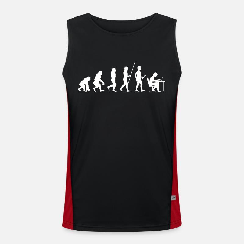 Evolution Arbeit Mann Lustiger Arbeiter Humor Funktionelles Kontrast-Tank Top für Männer 