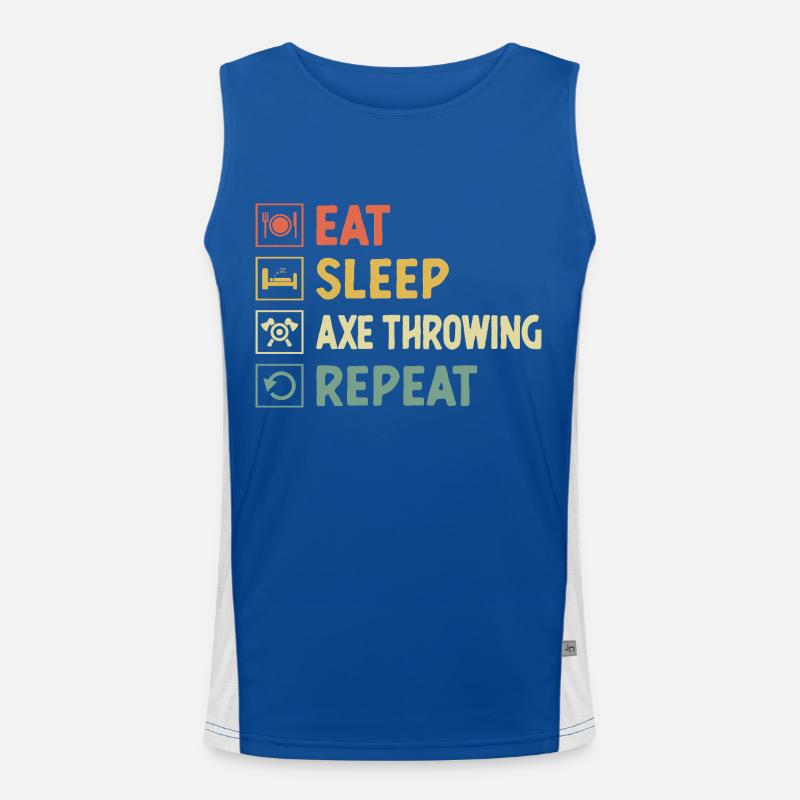 Eat Sleep Axe Throwing Repeat Hatchet Thrower Men's Functional Contrast Tank Top 