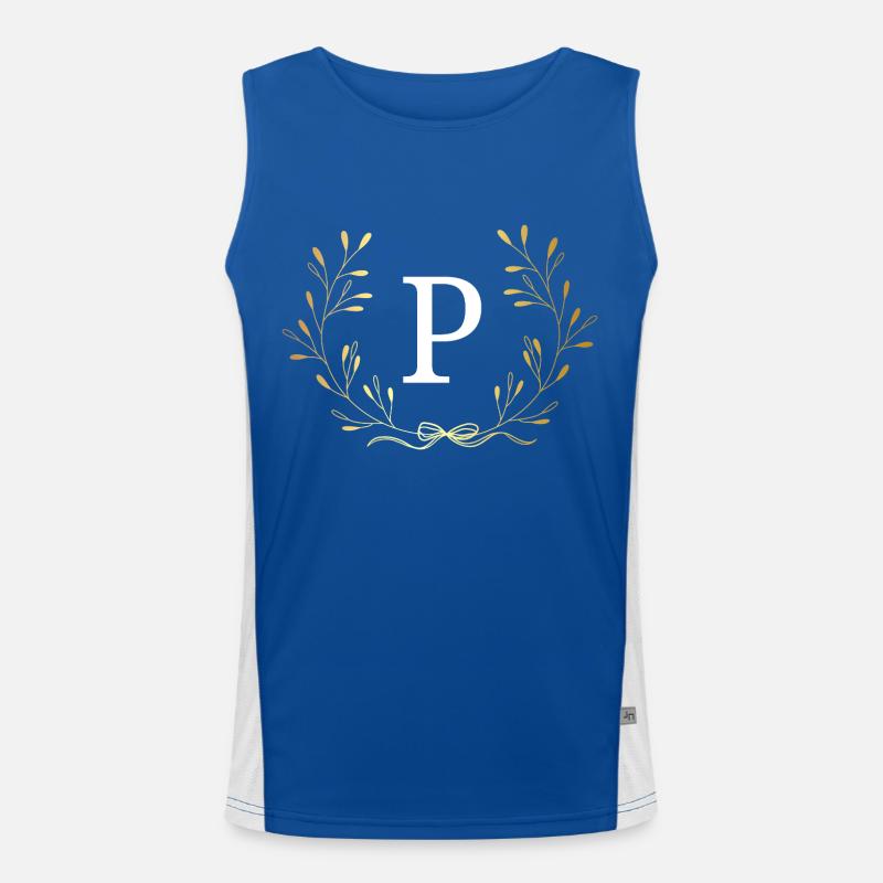 Buchstabe p Goldene Blumenkrone Funktionelles Kontrast-Tank Top für Männer 
