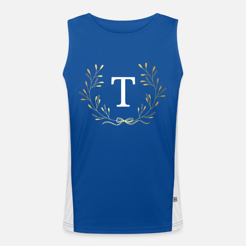 Buchstabe t Goldene Blumenkrone Funktionelles Kontrast-Tank Top für Männer 