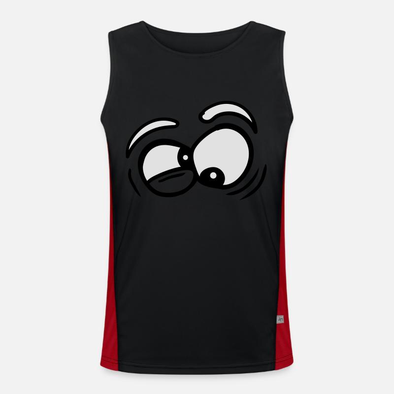 Eyes squint laugh grimace crazy crazy face comic c Men's Functional Contrast Tank Top 