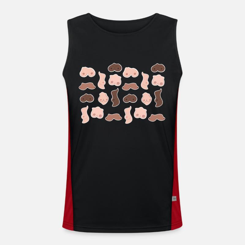 Brüste Nippel Busen Junggesellinnen Geschenk JGA Funktionelles Kontrast-Tank Top für Männer 