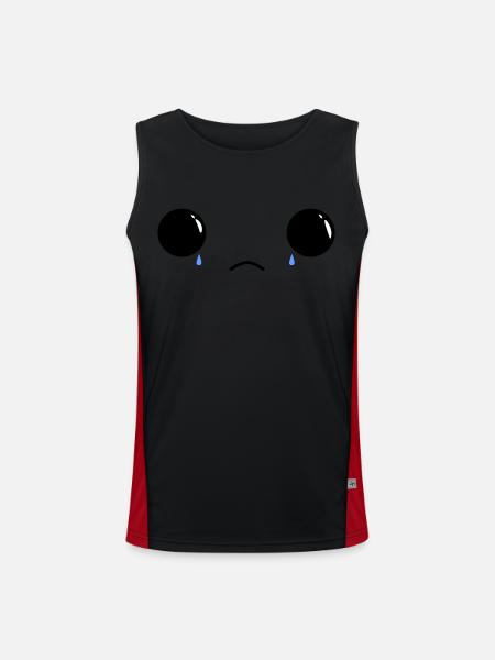 Cute sad face - Funktionelles Kontrast-Tank Top für Männer - Schwarz/Rot