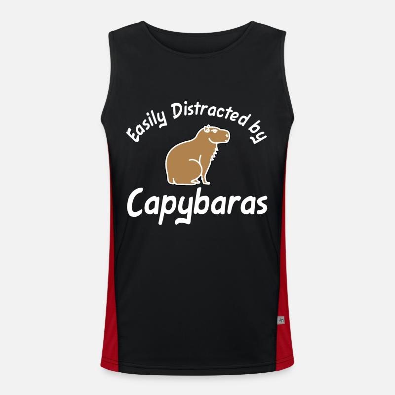 Easily distracted by Capybaras Wasserschwein Funktionelles Kontrast-Tank Top für Männer 