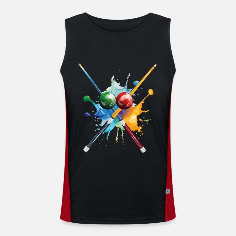 Billard Pool Snooker Queue Kugeln Splash Bunt Funktionelles Kontrast-Tank Top für Männer 