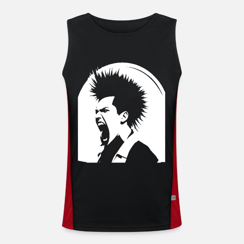 Screaming Punkrocker avec Mohican Anarchy Punk Débardeur respirant contrasté Homme 