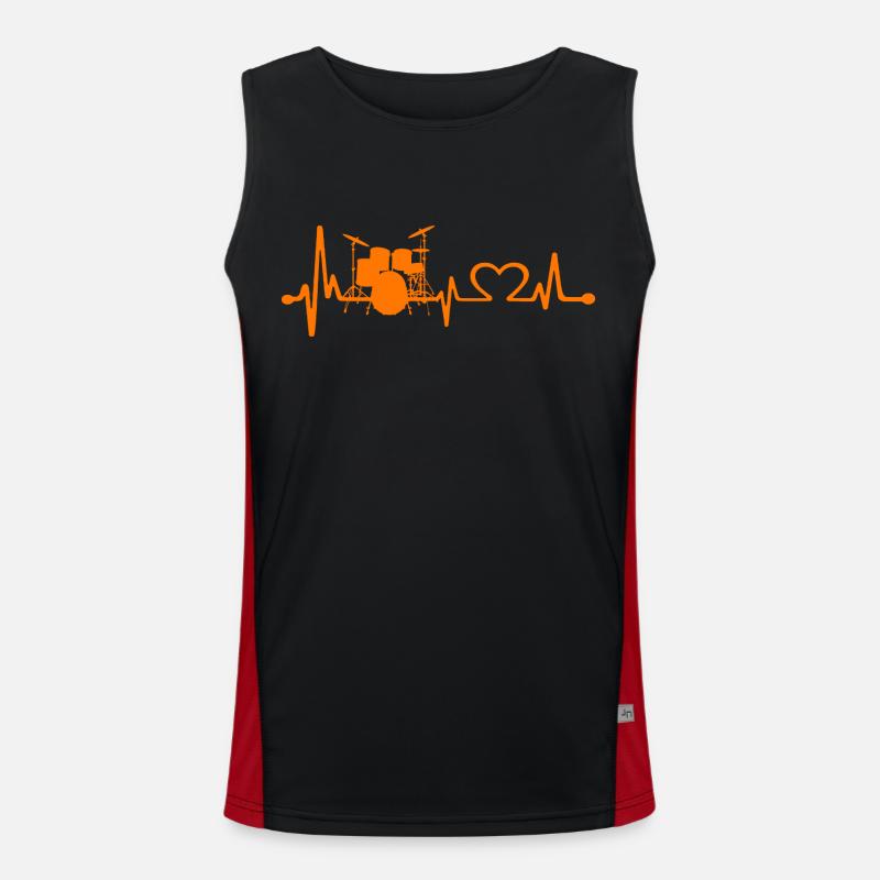 Drums Heartbeat Drummer Gift Men's Functional Contrast Tank Top 
