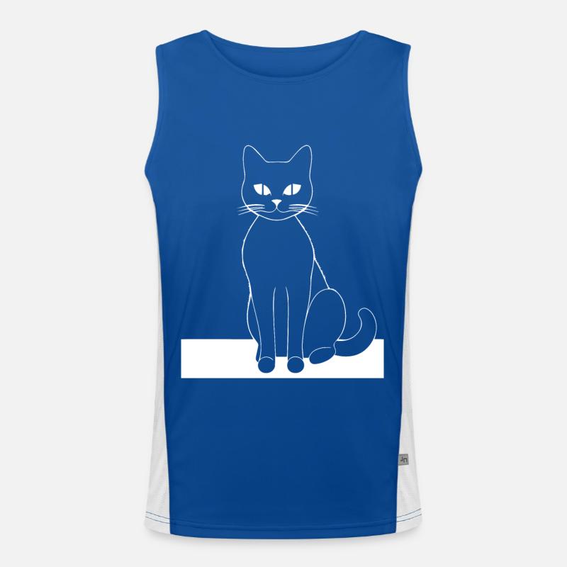 Drôle de chat Silhouette Cheeky Fun Cats Débardeur respirant contrasté Homme 