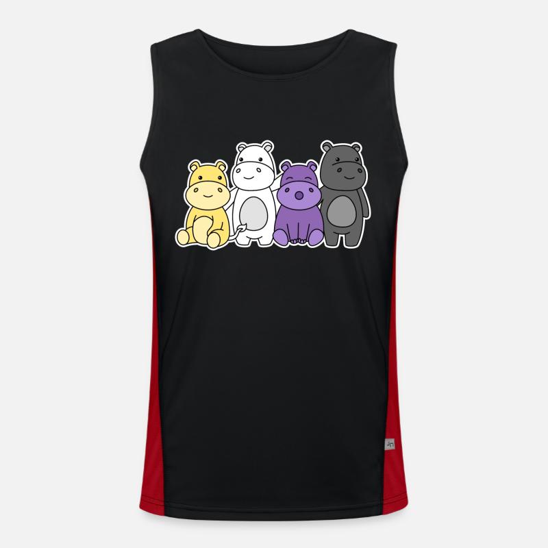 Nonbinary Flag Hippo Design for Proud Enbys Men's Functional Contrast Tank Top 