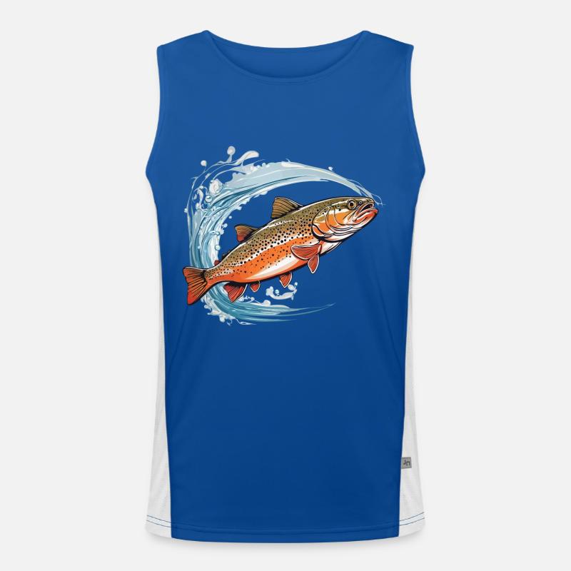 Conception passionnée de poisson pêcheur à la truite Débardeur respirant contrasté Homme 