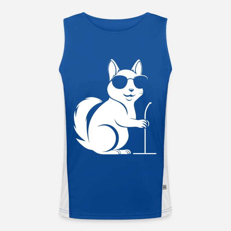 Lustiges Eichhörnchen mit Sonnenbrille Eichhörnchen Funktionelles Kontrast-Tank Top für Männer 