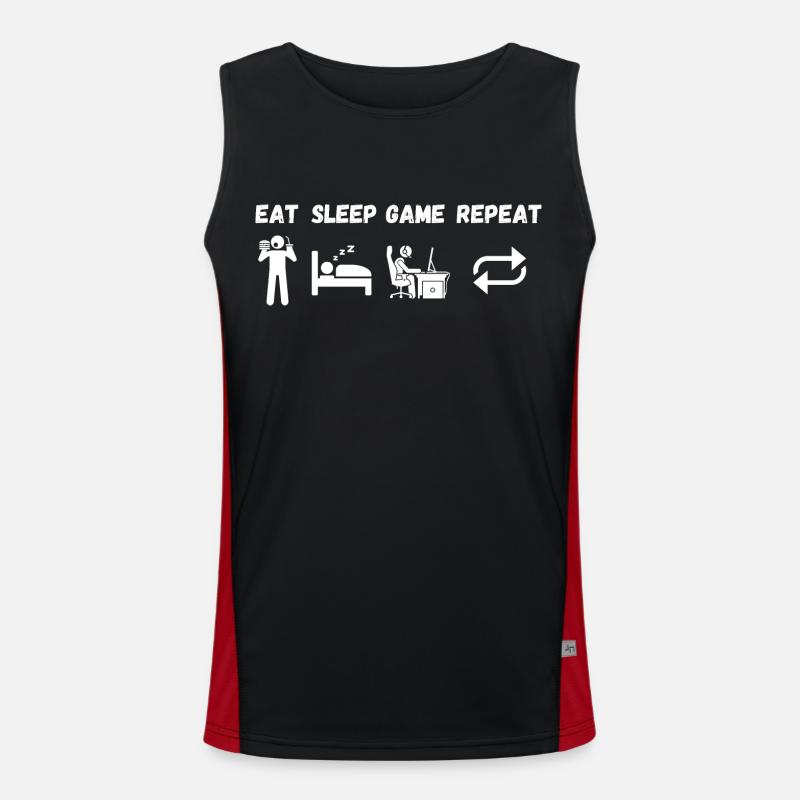 Eat sleep game Repeat - Men's Functional Contrast Tank Top  - black/red