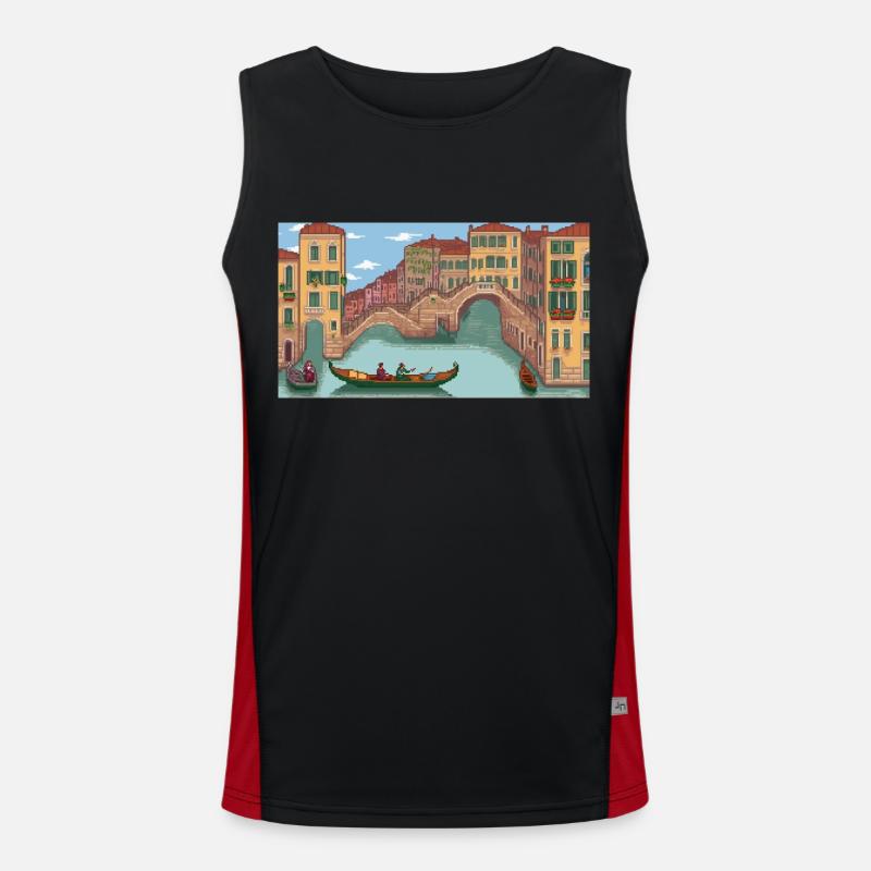 Venice, Italy - Pixel Art Men's Functional Contrast Tank Top 