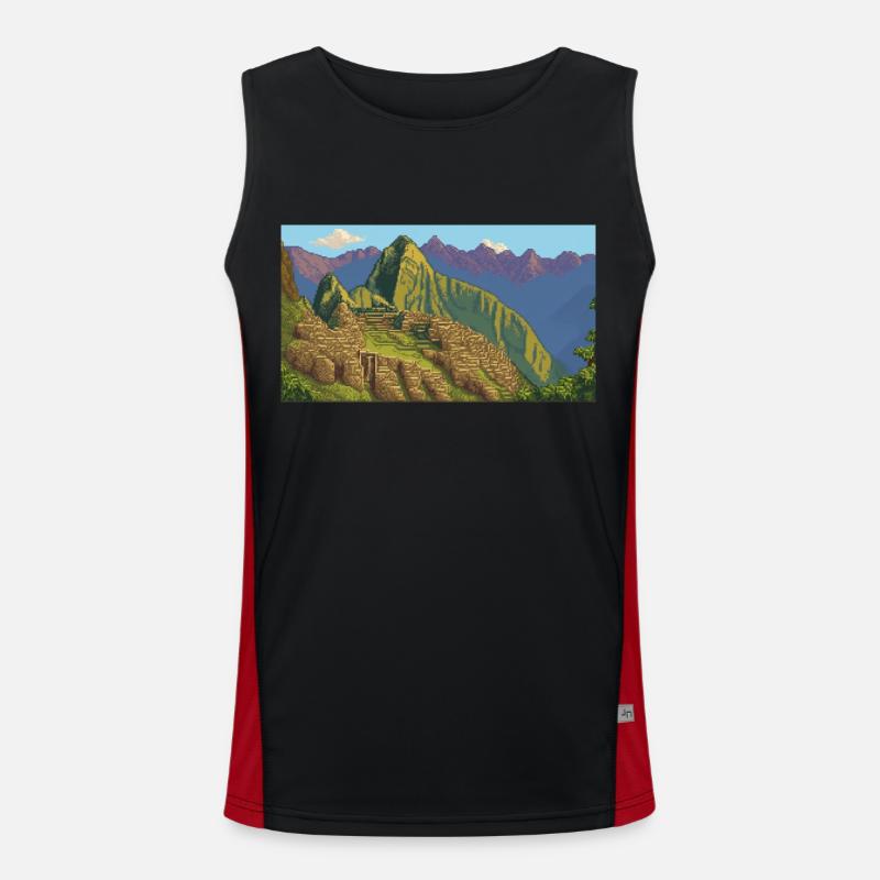 Machu Picchu, Pérou - Pixel Art Débardeur respirant contrasté Homme 