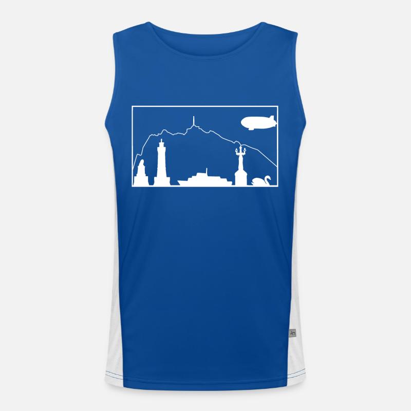 Bodensee & Pfänder | Silhouette filled | Weiß Funktionelles Kontrast-Tank Top für Männer 