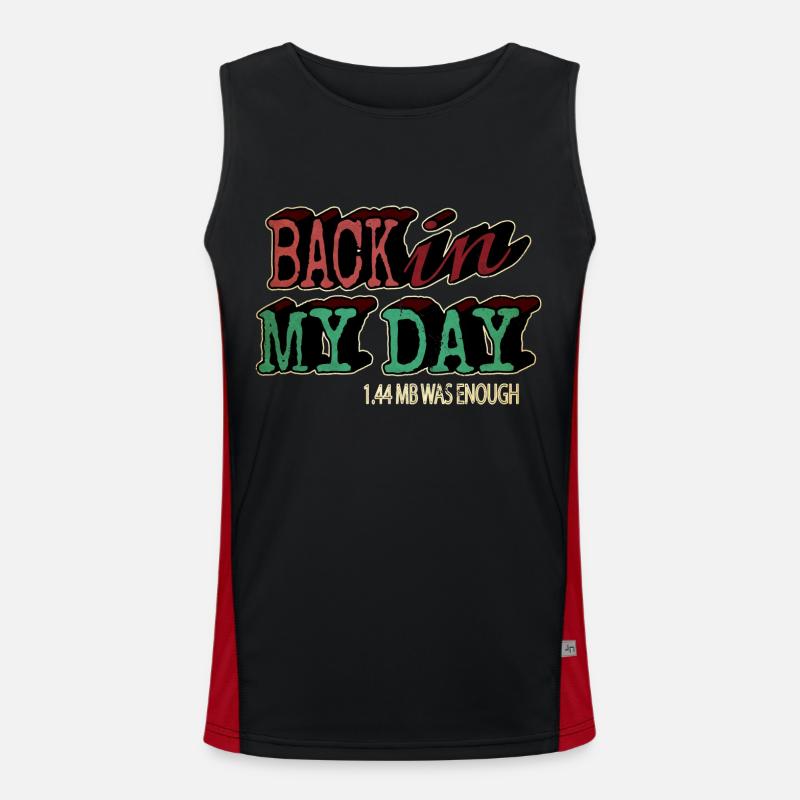 computer bday fullstack developer programming - Funktionelles Kontrast-Tank Top für Männer  - Schwarz/Rot