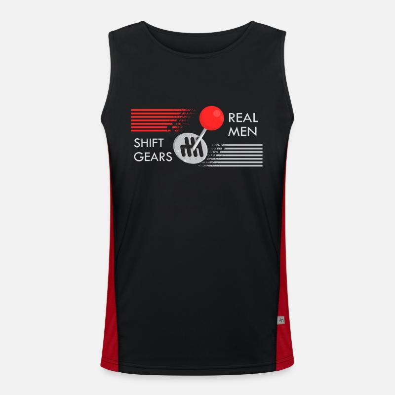 Real men shift gears - Men's Functional Contrast Tank Top  - black/red