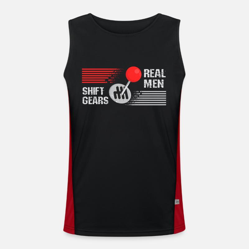 Real men shift gears - Men's Functional Contrast Tank Top  - black/red