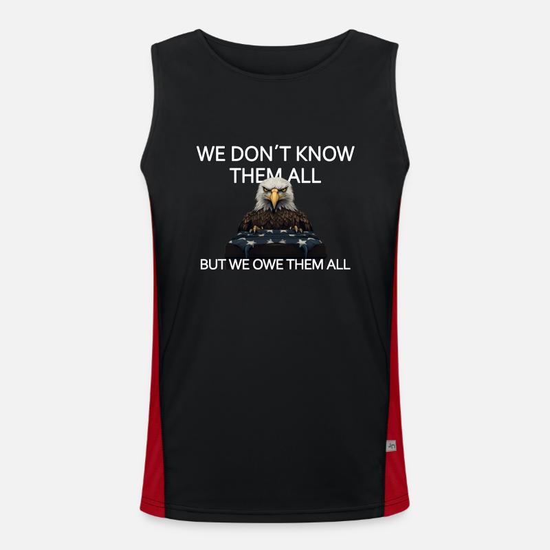 We Don't Know Them All But We Owe Them All Veteran Funktionelles Kontrast-Tank Top für Männer 