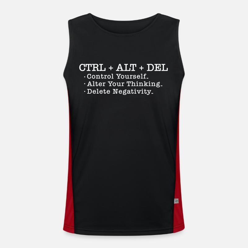 Ctrl Alt Del Vintage Typewrite Motivational Geek Men's Functional Contrast Tank Top 
