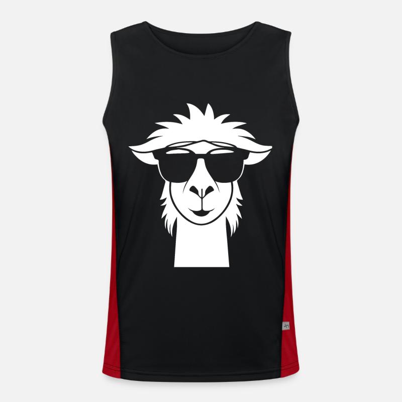 Funny Llama Wearing Sunglasses Cool Llamas Men's Functional Contrast Tank Top 