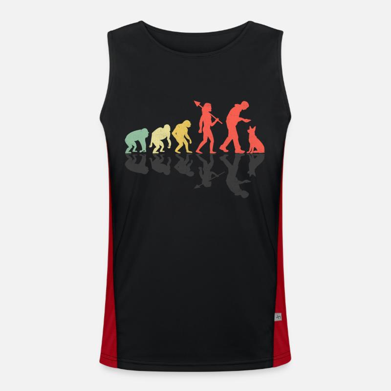 Retro Evolution German Shepherd GSD Dog Lover Men's Functional Contrast Tank Top 