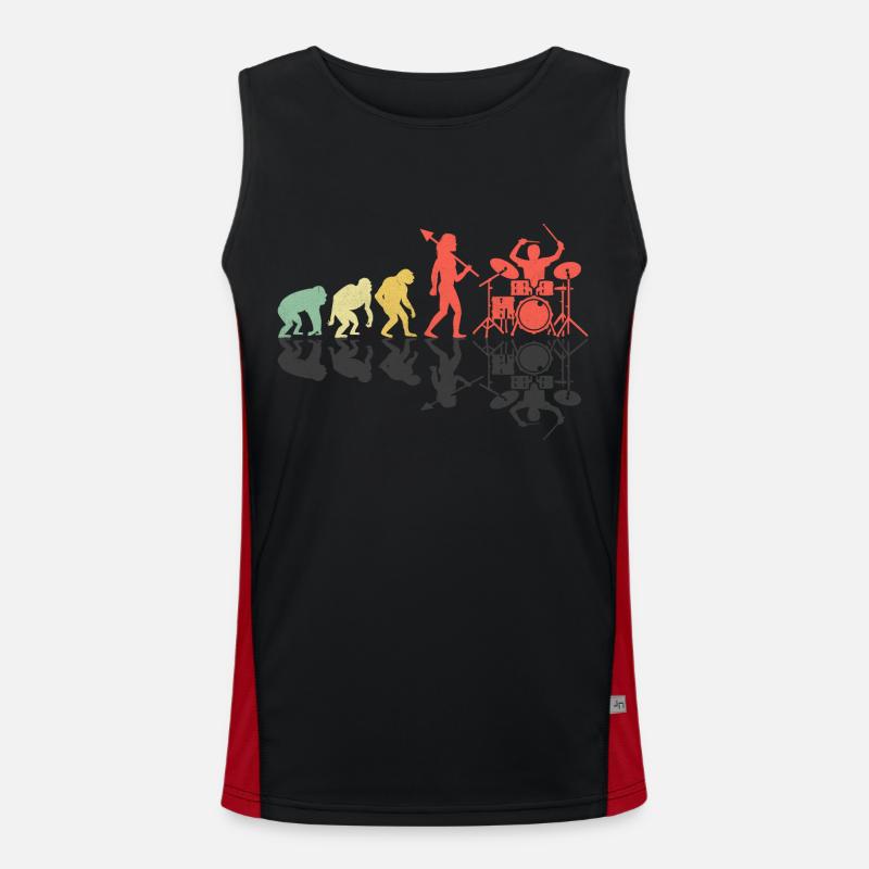 Drummer Evolution Drum Music Lover Drumming Drumme Funktionelles Kontrast-Tank Top für Männer 