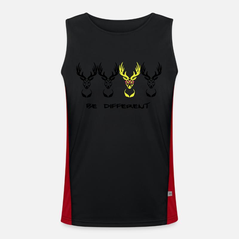 Be different! Hirsch Nerd Geek 3c Funktionelles Kontrast-Tank Top für Männer 
