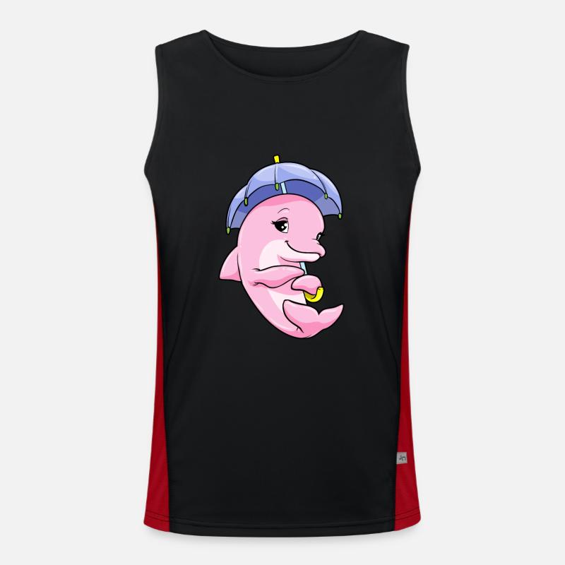 Delfin mit Regenschirm Funktionelles Kontrast-Tank Top für Männer 