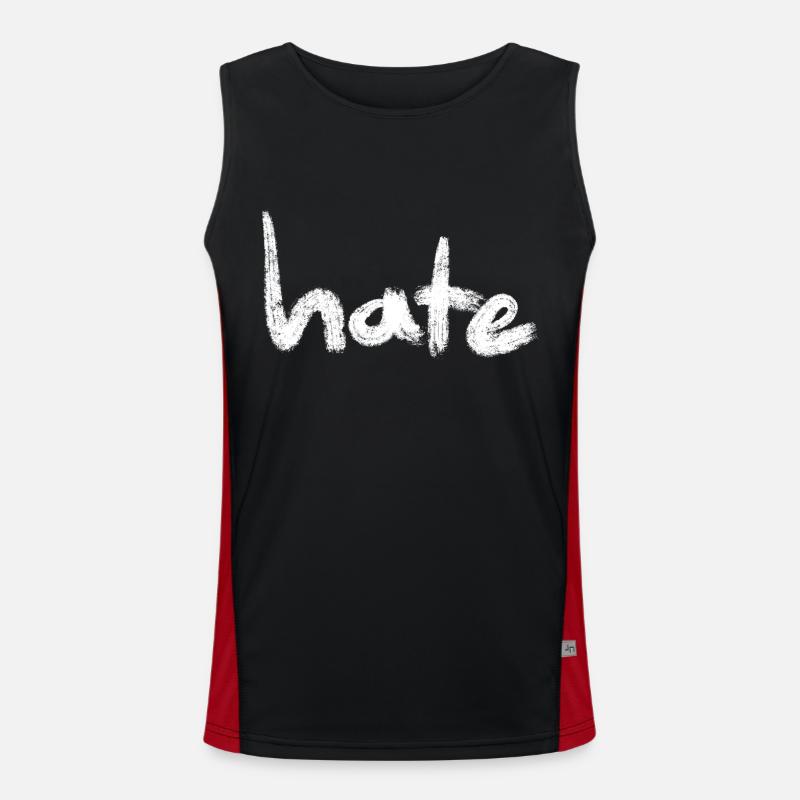 Hate Text white Men's Functional Contrast Tank Top 