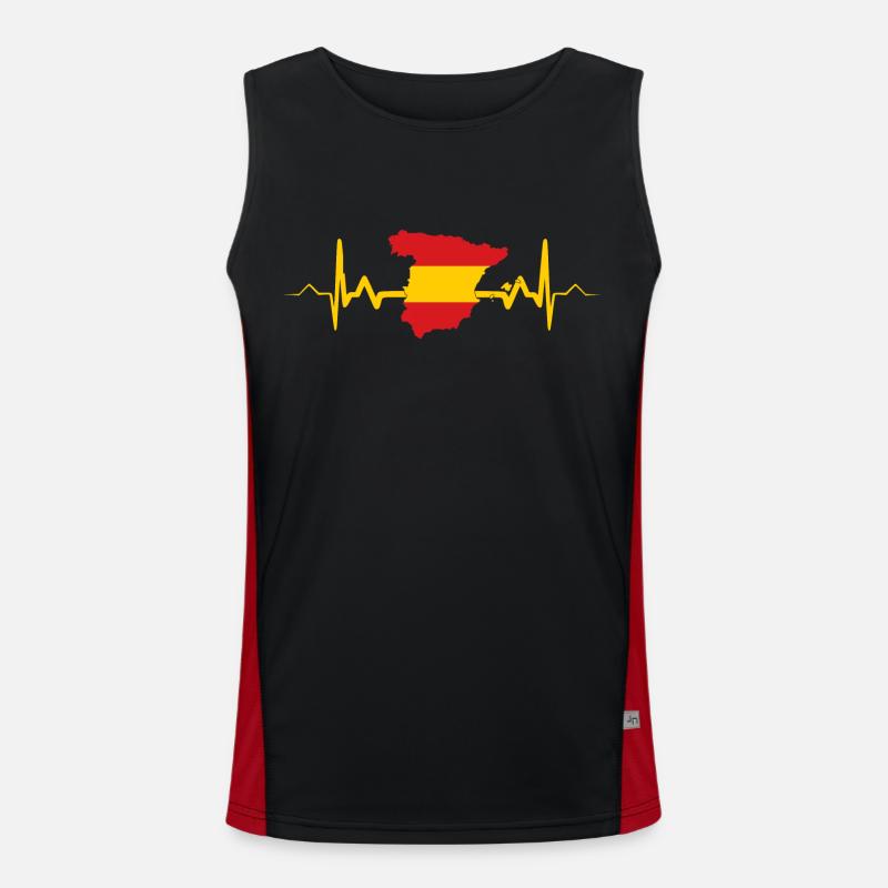 Spanien Herzschlag Geschenk Funktionelles Kontrast-Tank Top für Männer 