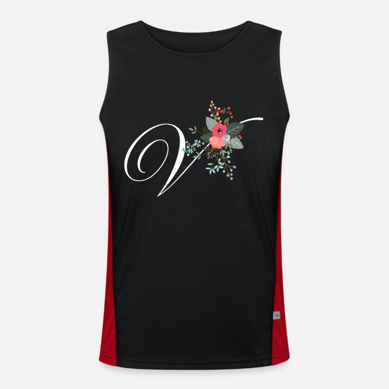 Buchstabe v Blumen Funktionelles Kontrast-Tank Top für Männer 