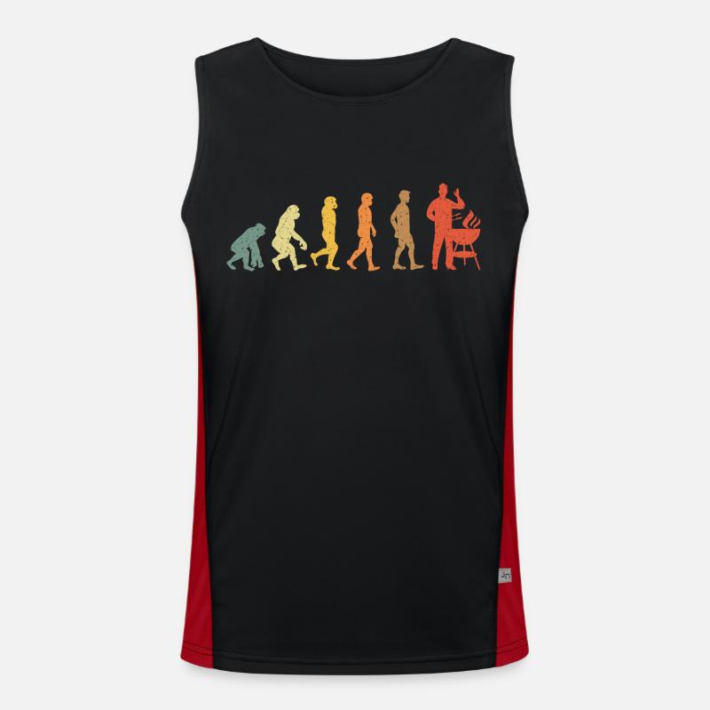 Grillen Evolution Vintage Retro Funktionelles Kontrast-Tank Top für Männer 