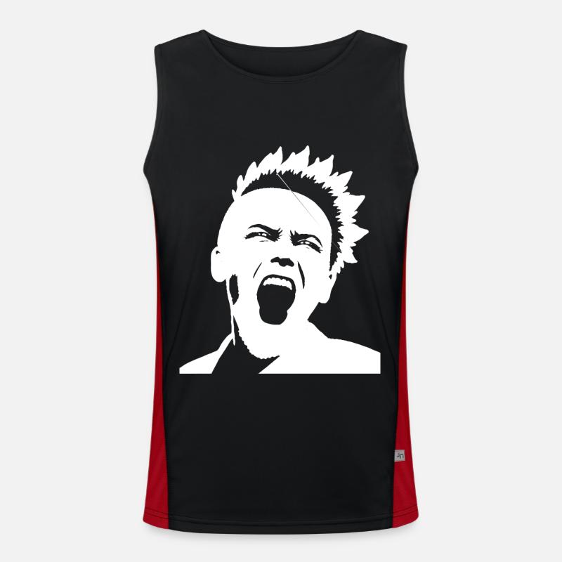 Screaming Punkrocker with Mohican Anarchy Punk Men's Functional Contrast Tank Top 