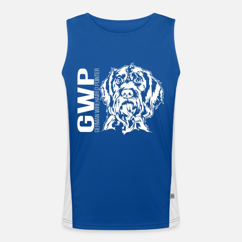 German Wirehaired Pointer Portrait Jagdhund Hunde Funktionelles Kontrast-Tank Top für Männer 