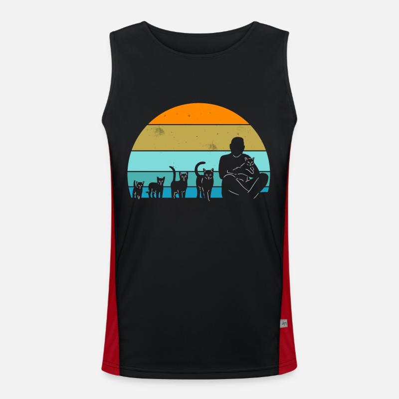 Cat Evolution - Men's Functional Contrast Tank Top  - black/red