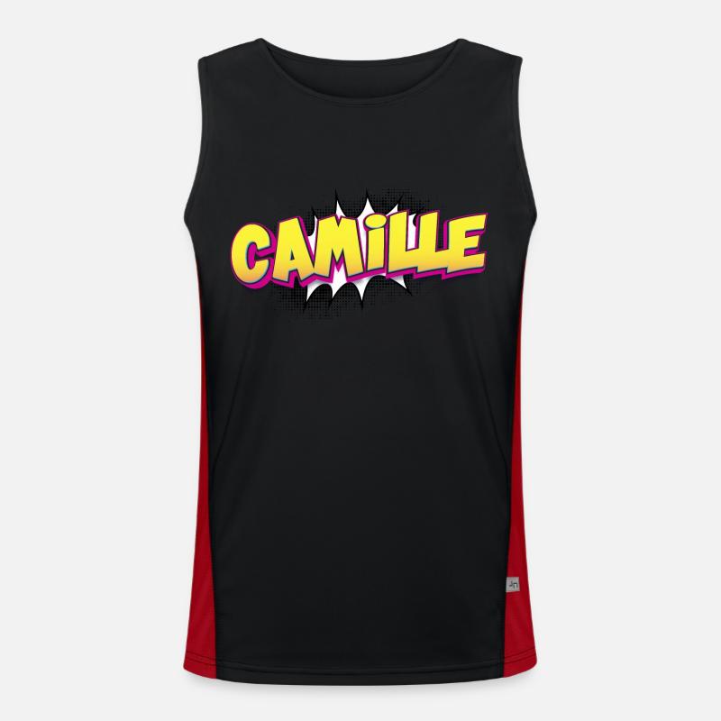 Camille Custom Name Comic Book Style Pop Art, Men's Functional Contrast Tank Top 