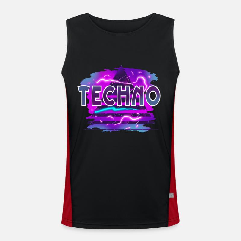 Techno - Men's Functional Contrast Tank Top  - black/red
