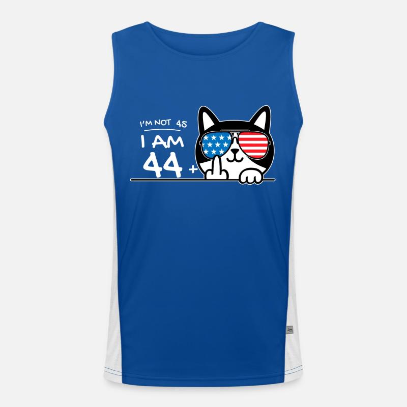 Ich bin nicht 45, ich bin 44 plus 1 Mittelfinger Katzenflipp Funktionelles Kontrast-Tank Top für Männer 