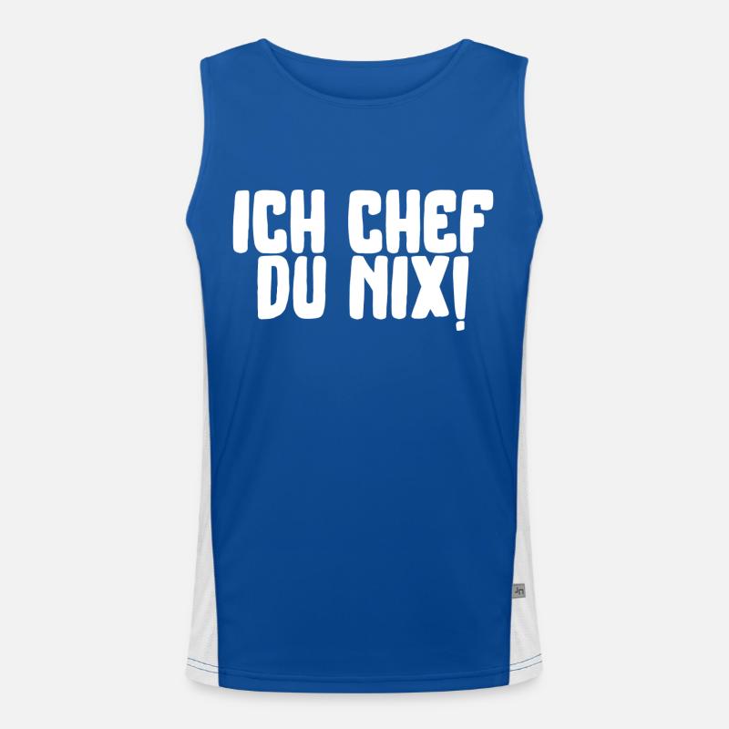 ich chef du nix lustiger Spruch Schrift Funktionelles Kontrast-Tank Top für Männer 