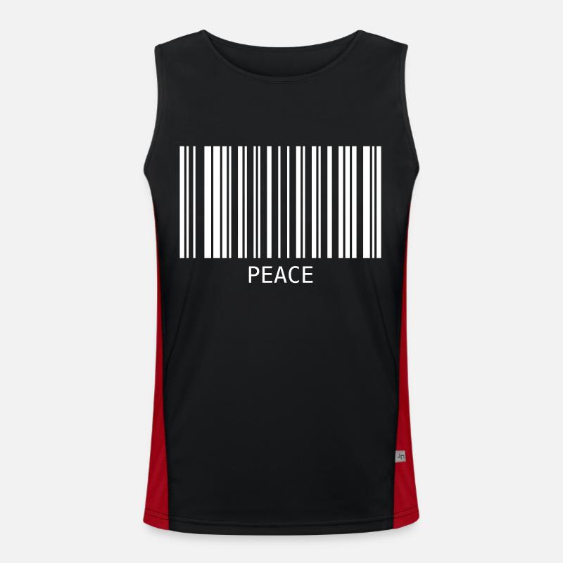 Peace Barcode Friedenszeichen Strichcode Symbol - Men's Functional Contrast Tank Top - black/red