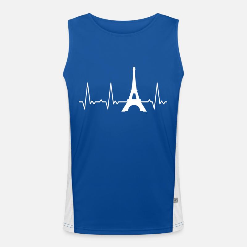 Herzschlag Eiffelturm Funktionelles Kontrast-Tank Top für Männer 