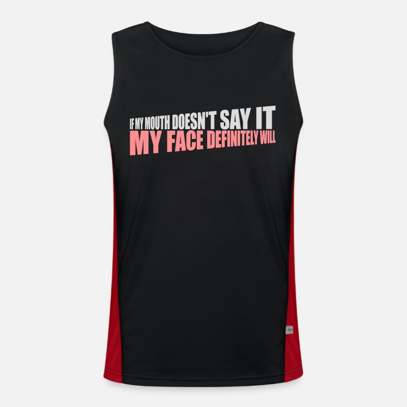 my face definitely will - Men's Functional Contrast Tank Top - black/red