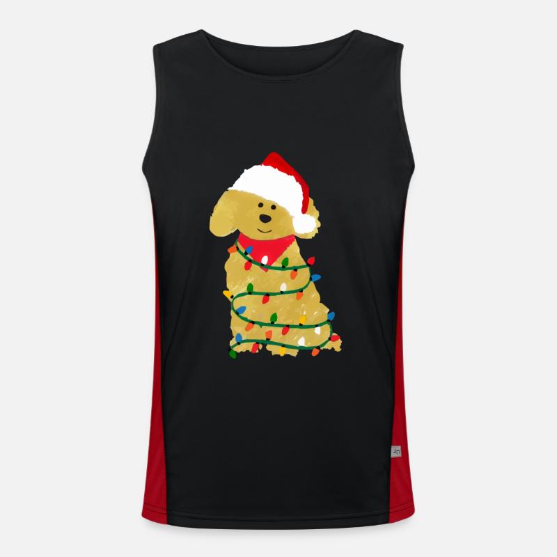 Mignon chiot Golden Doodle de Noël mignon Débardeur respirant contrasté Homme 