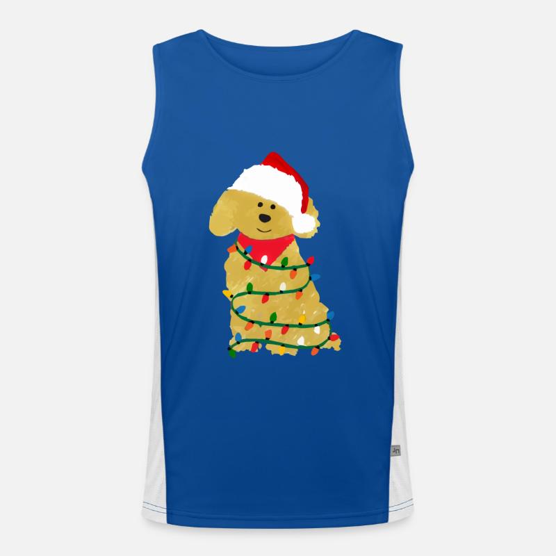 Mignon chiot Golden Doodle de Noël mignon Débardeur respirant contrasté Homme 