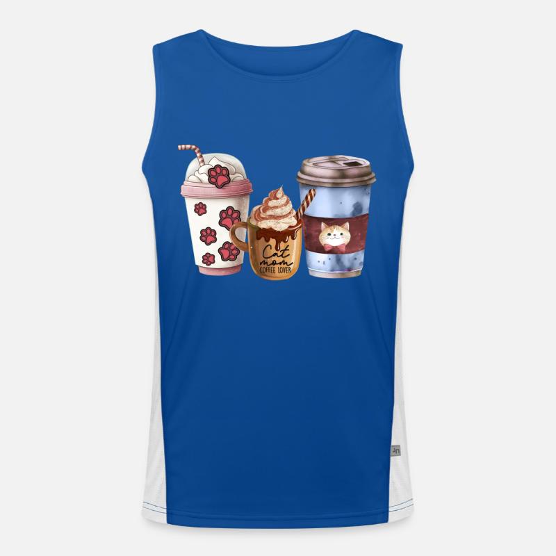 Cat mom loves coffee Men's Functional Contrast Tank Top 